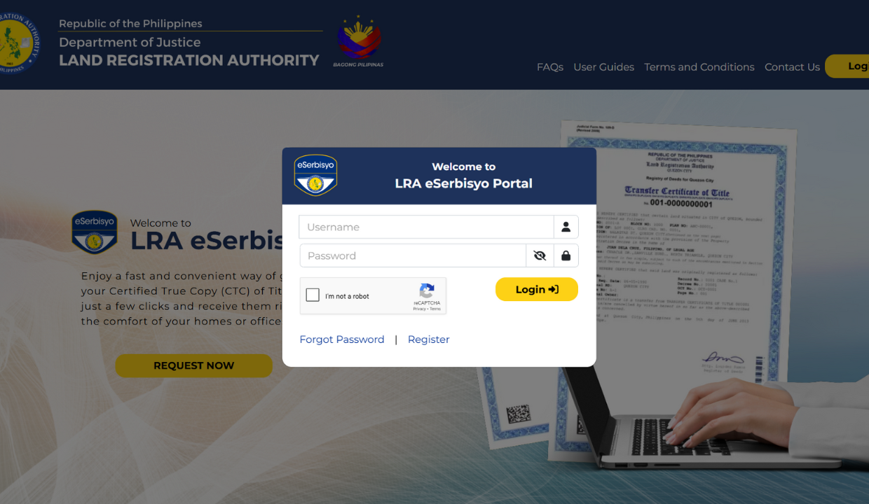 how to request CTC of title LRA eSerbisyo step by step