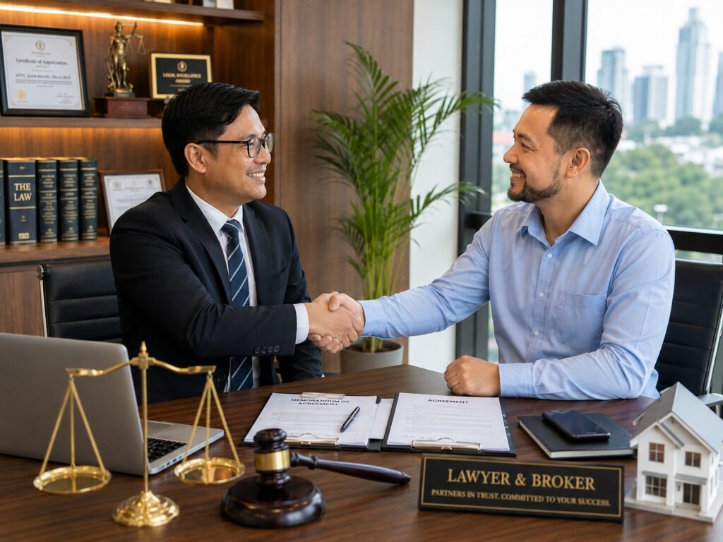 Licensed Real Estate Broker Philippines working with a lawyer